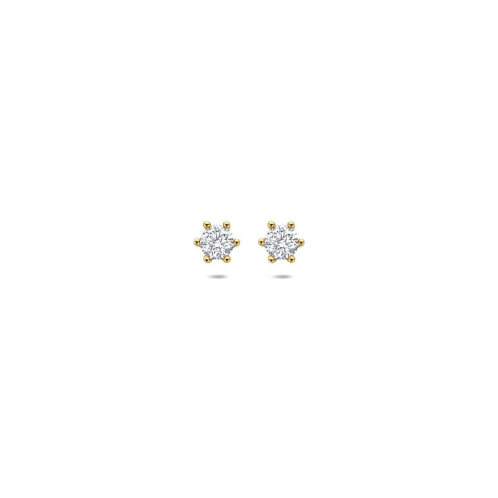Gouden oorknoppen met lab grown diamant – 14k geelgoud