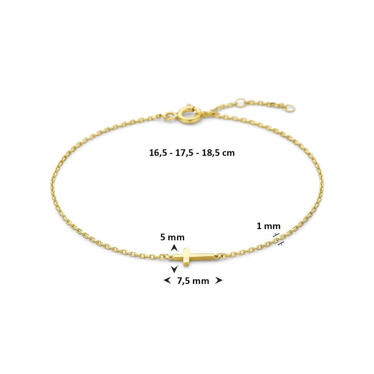 14k Gelbgoldarmband mit Kreuz