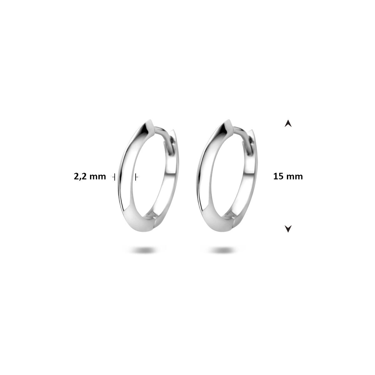 Rhodiniertes Klappcreolen aus Silber für Damen 15 mm
