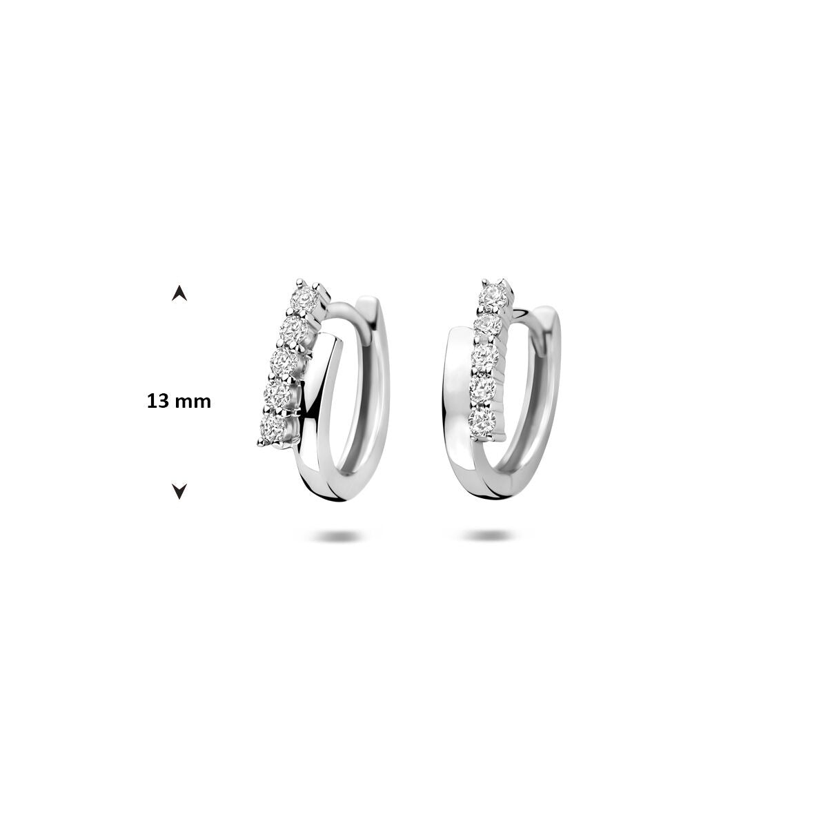 Silberne Klappcreolen mit Zirkonia – rhodiniertes 925er Silber 13 mm