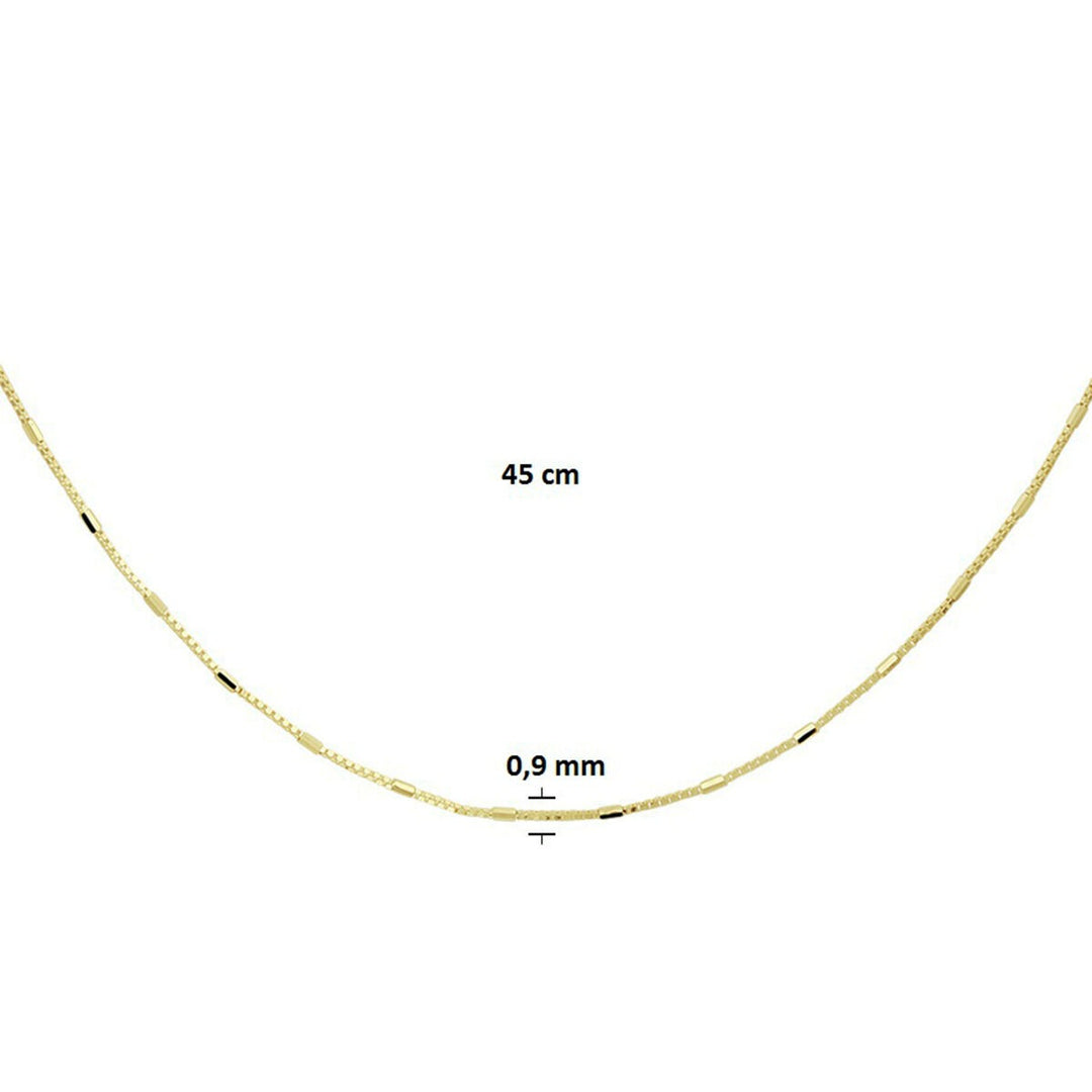 Venezianische Halskette und Stäbe 0,9 mm 45 cm 14 K Gelbgold