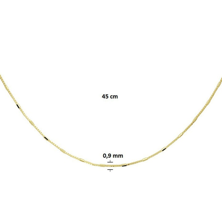 Venezianische Halskette und Stäbe 0,9 mm 45 cm 14 K Gelbgold