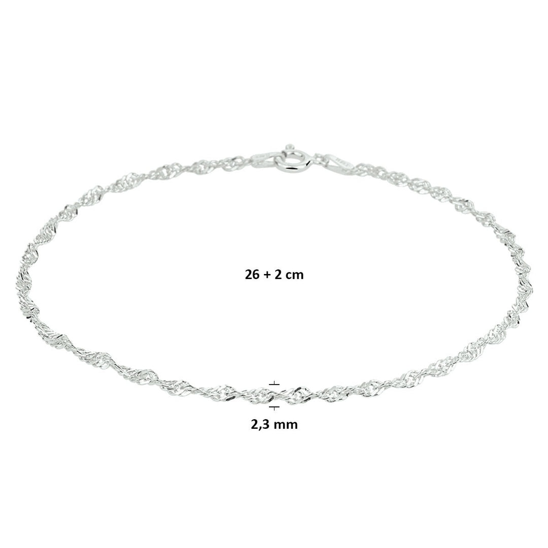 Fußkettchen Singapur 26+2 cm silberweiß