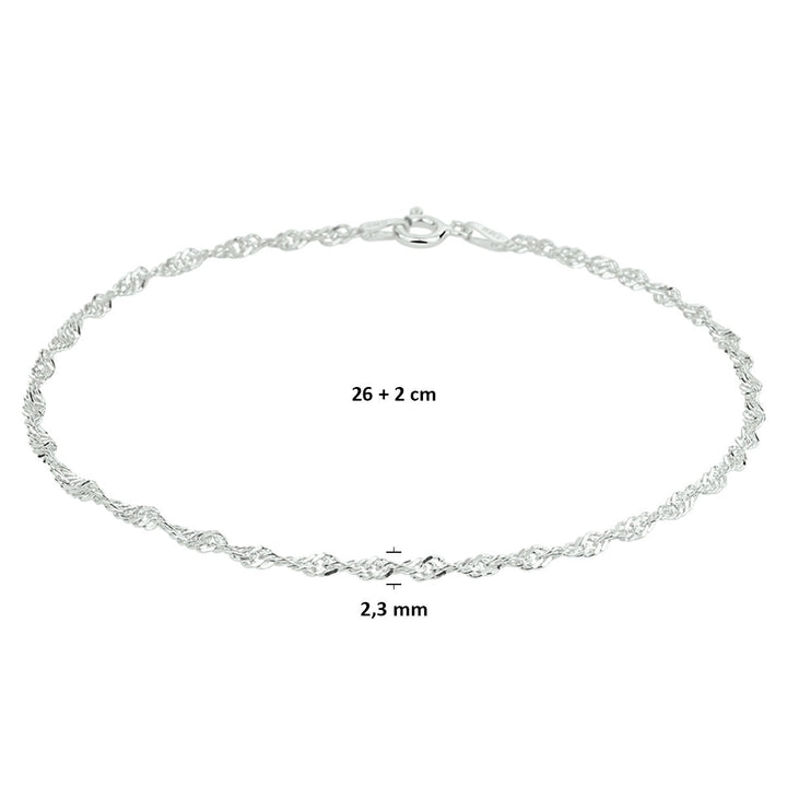 Fußkettchen Singapur 26+2 cm silberweiß