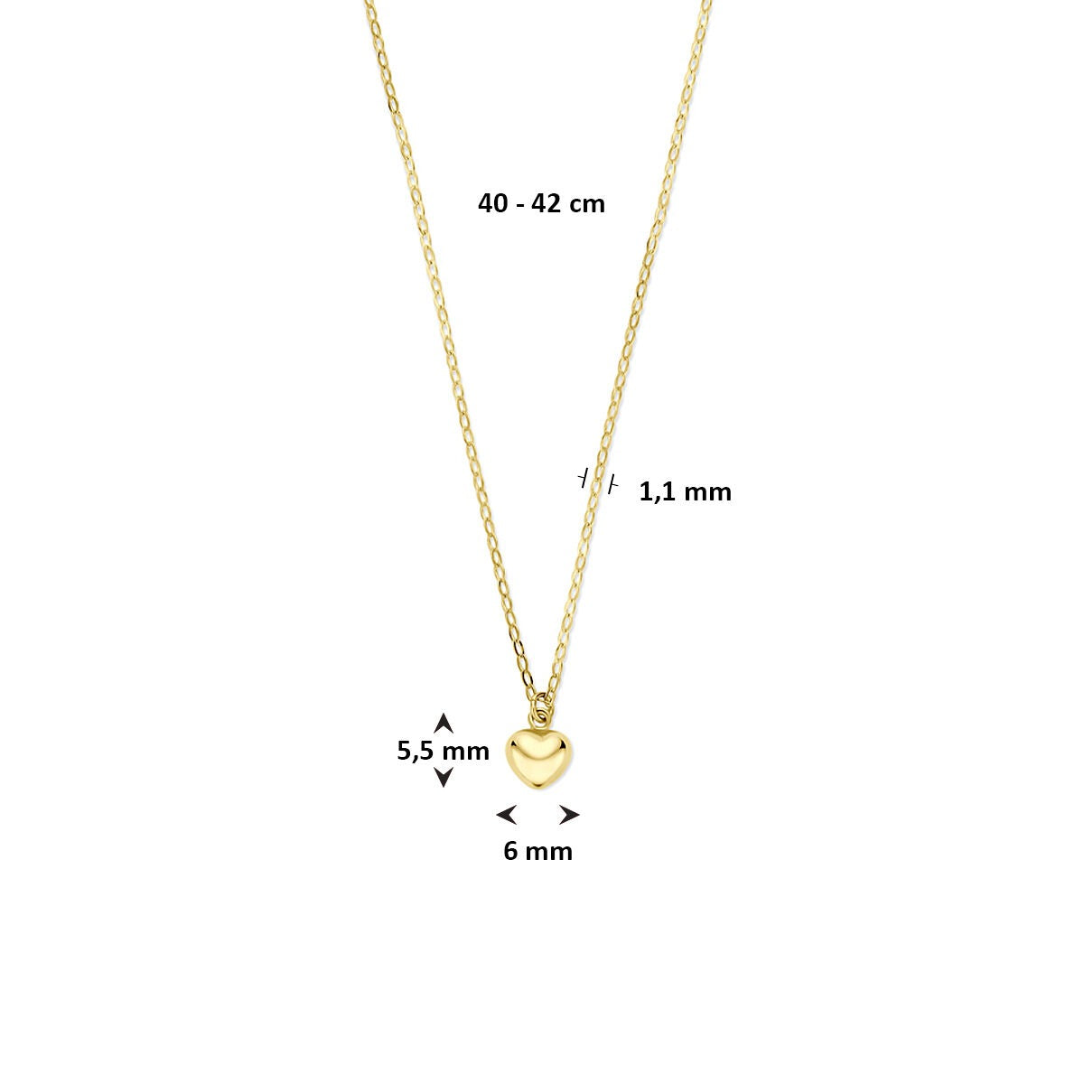 Goldkette mit Herzanhänger – 14k Damen Collier 40 - 42 cm