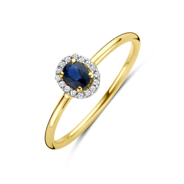 Gouden ring met saffier en diamant – 14k