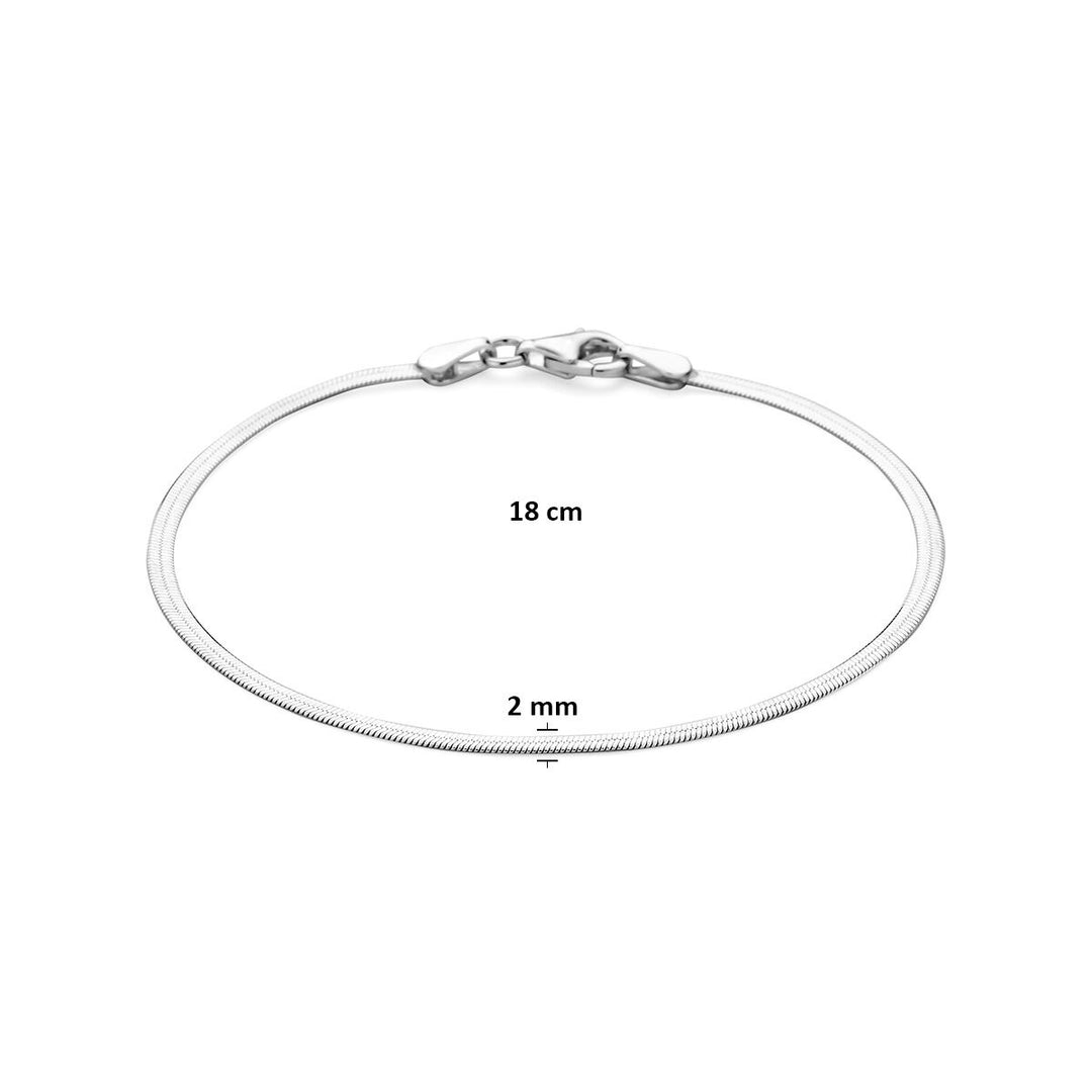 Rhodiniertes Schlangearmband aus 925er Silber 2 mm