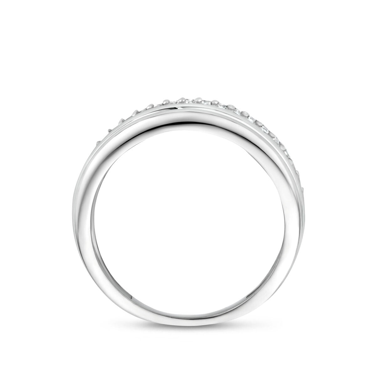 Rhodinierter Silberring mit Zirkonia-Pavé 925