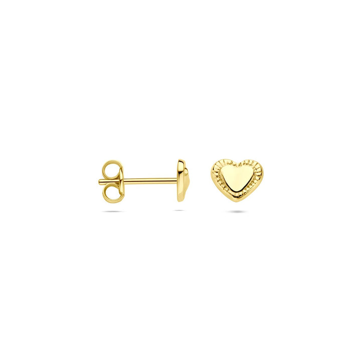 14k Geelgouden oorknoppen in hartvorm 5x5.5mm
