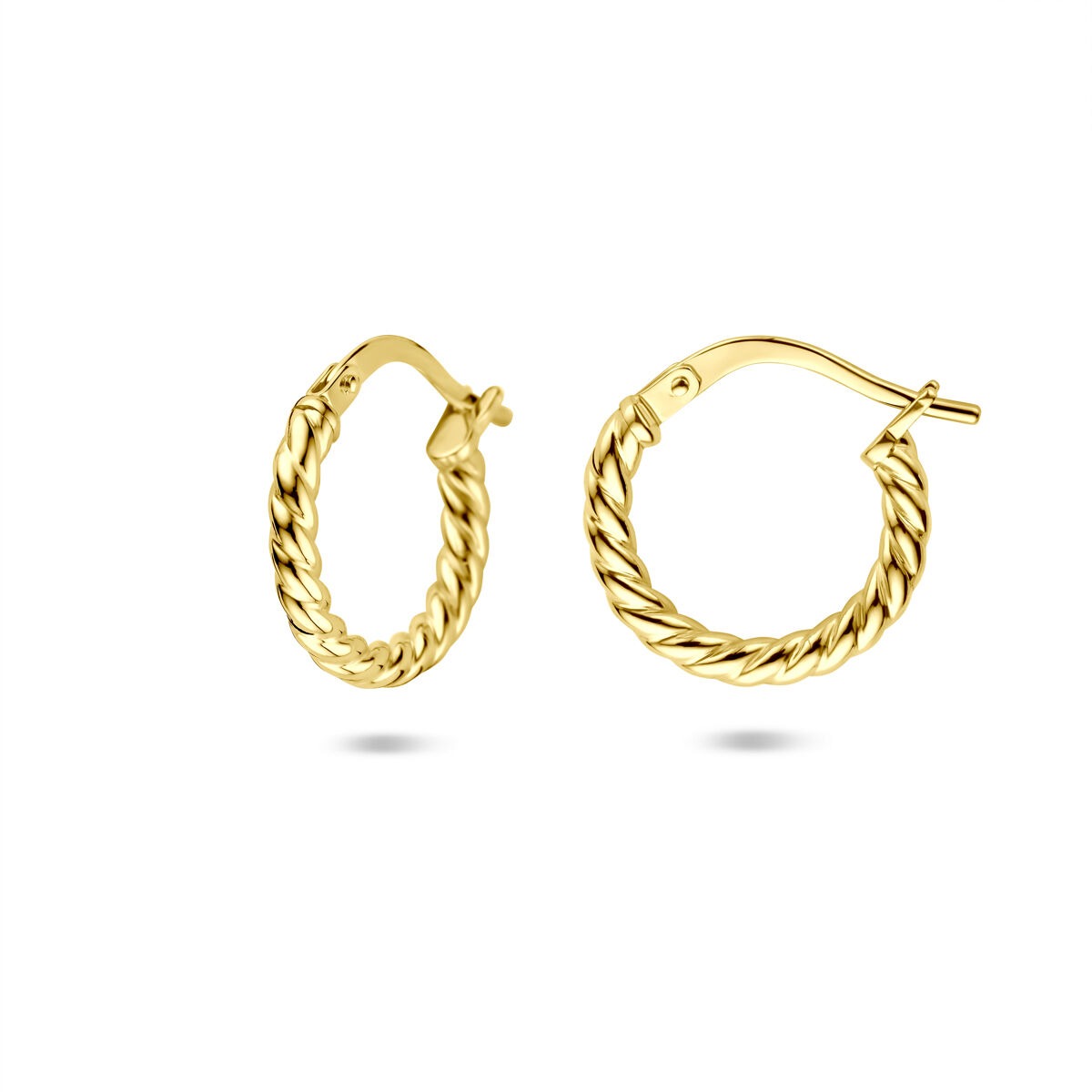 Goldohrringe Damen – 14 Karat gedreht, Silgold Klappverschluss 2 mm