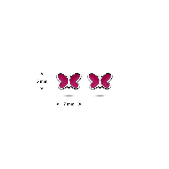 Zilveren kinder oorknoppen vlinder – gerhodineerd 925 zilver 5 mm
