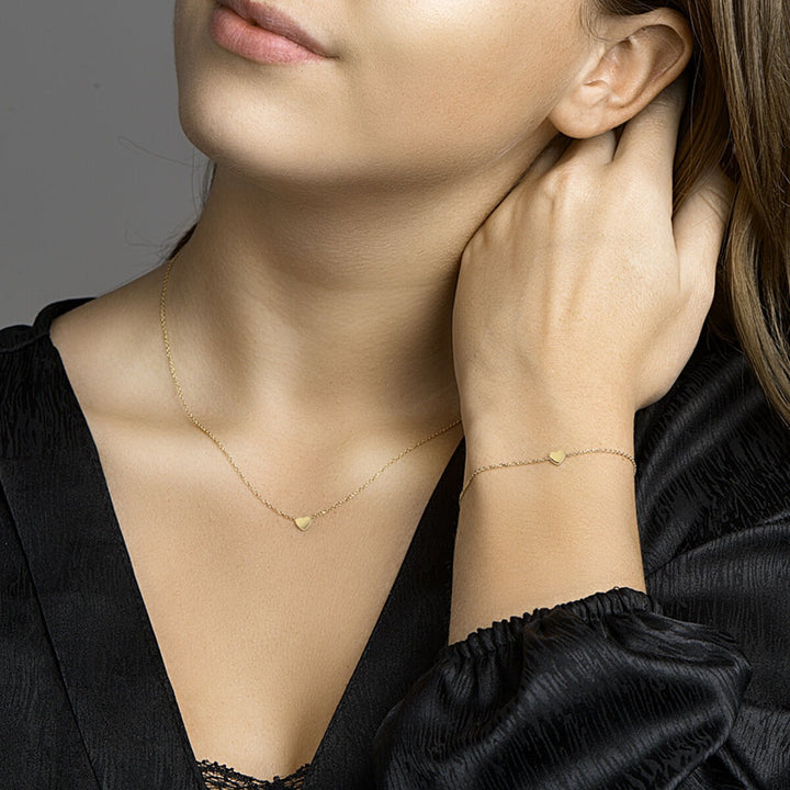 Armband Herz 17 - 18,5 cm 14K Gelbgold