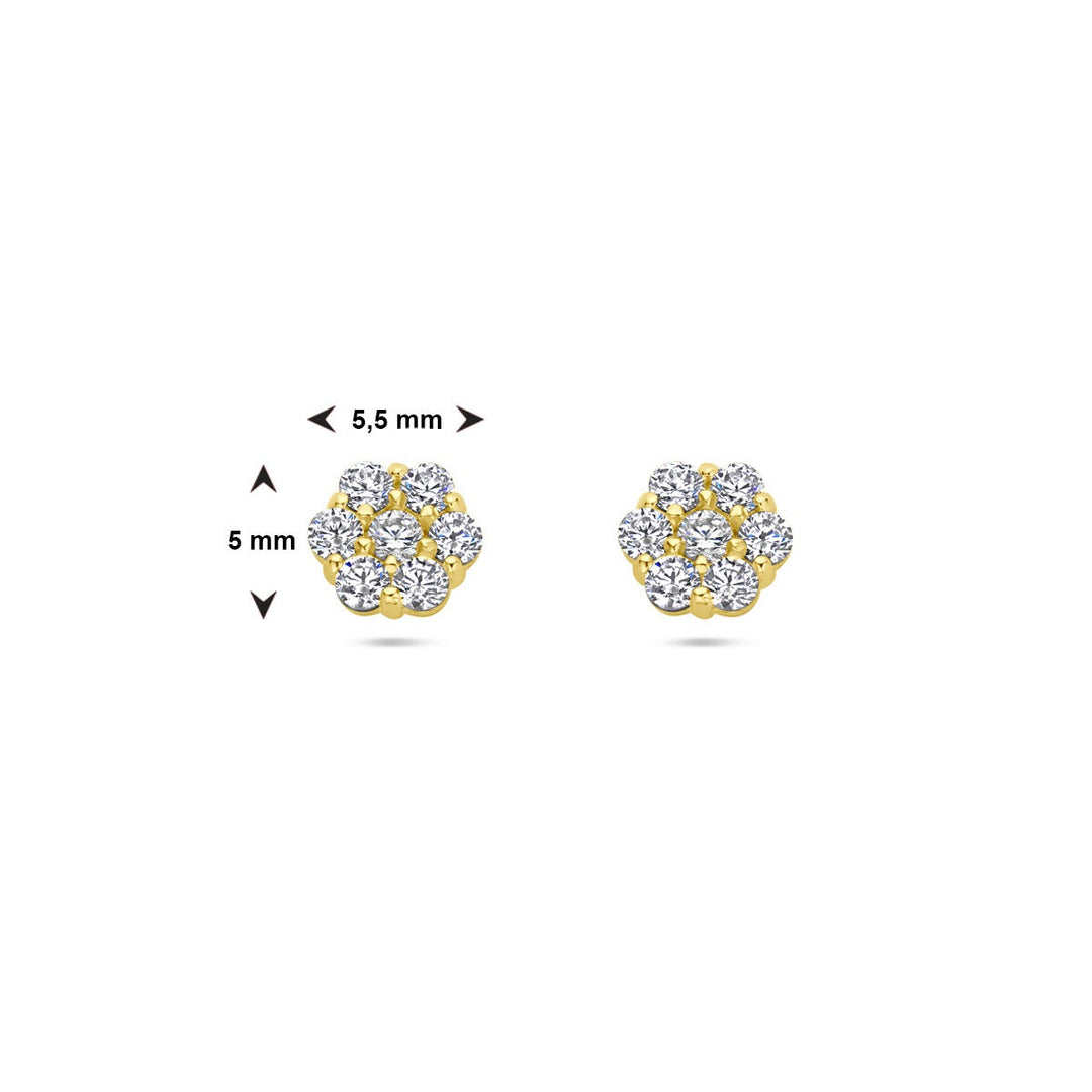 Ohrstecker Blume Zirkonia 14K Gelbgold