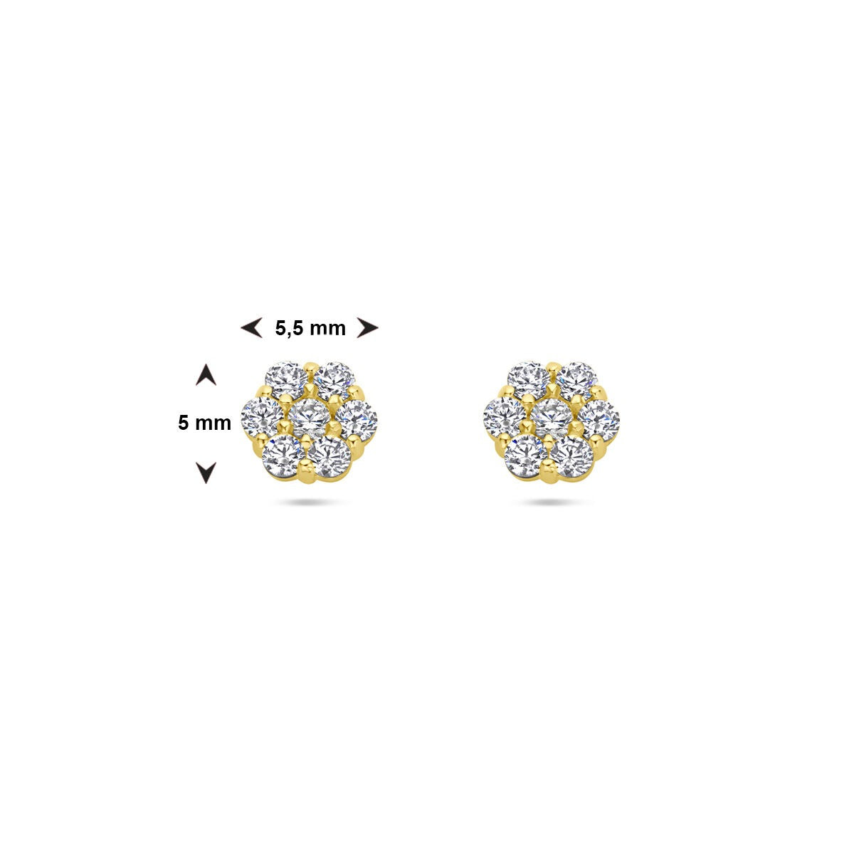 14K Gelbgold Kinderohrstecker – Blumenform mit Zirkonia