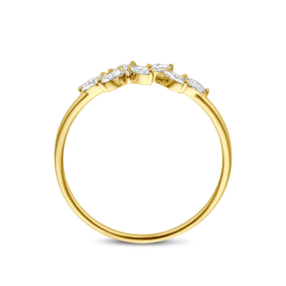 14k Gold Damenring mit ovalem Zirkonia – 4 mm