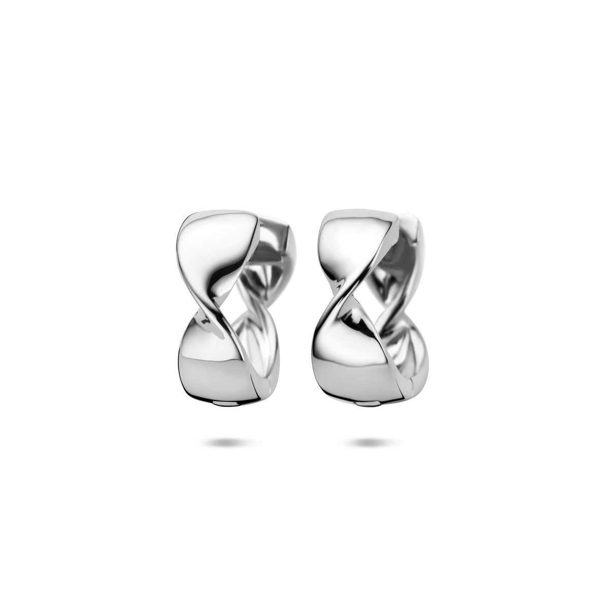 Silberne Klapp-Ohrringe für Damen mit geschwungenem Design, 15 x 6 mm