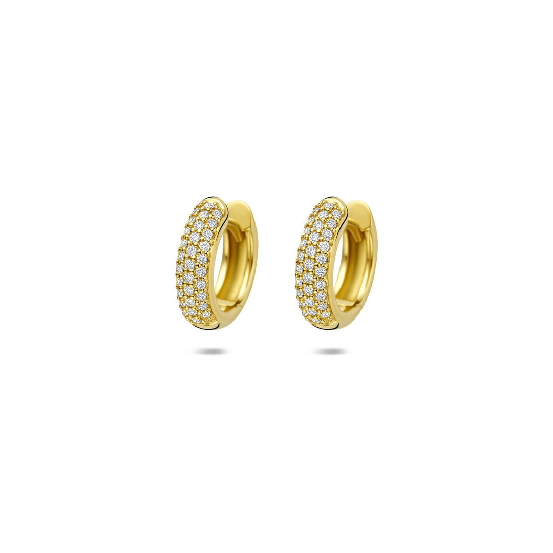14k Geelgouden klapoorringen met diamant
