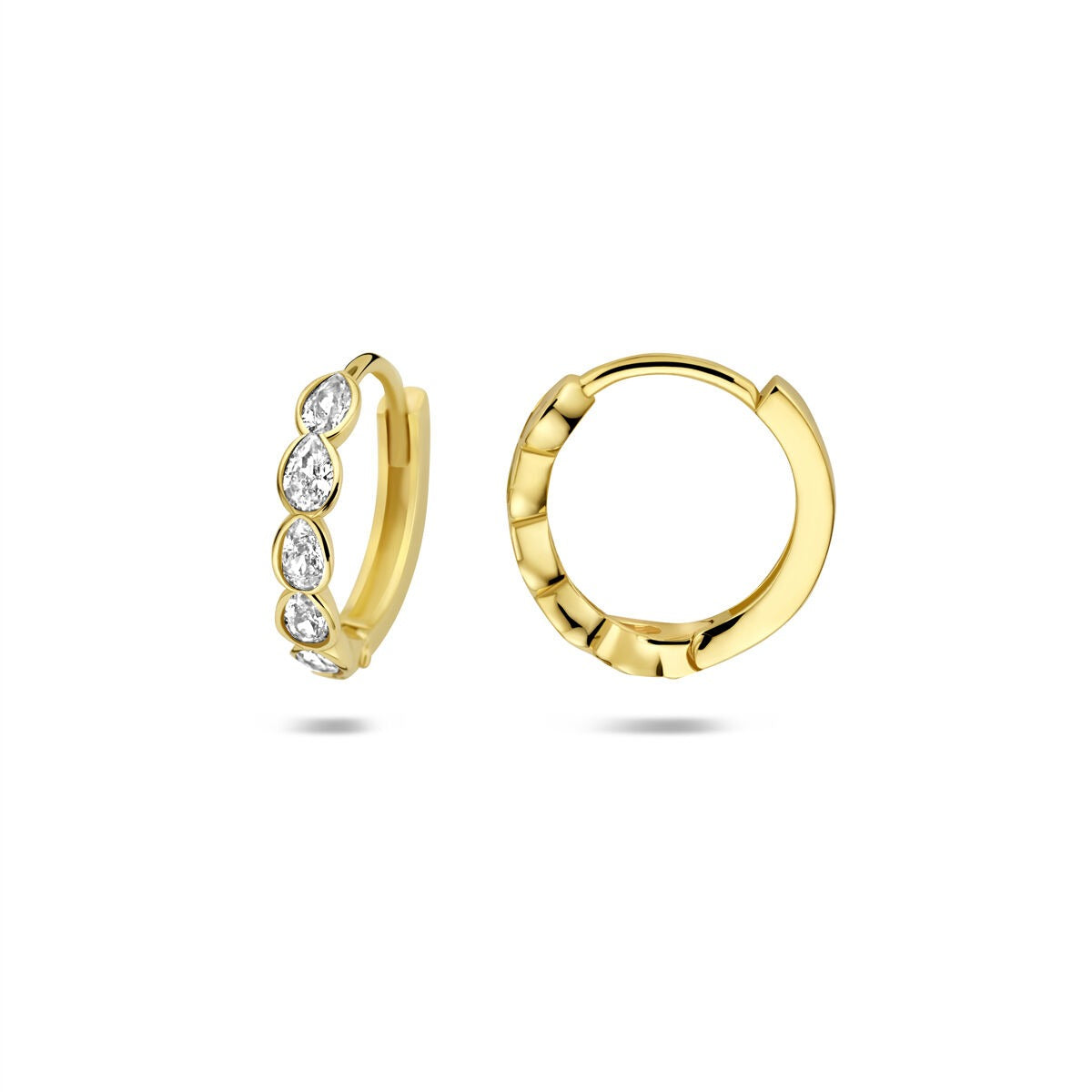 9K Gelbgold Klappcreolen mit Zirkonia – subtiles Funkeln in elegantem Design