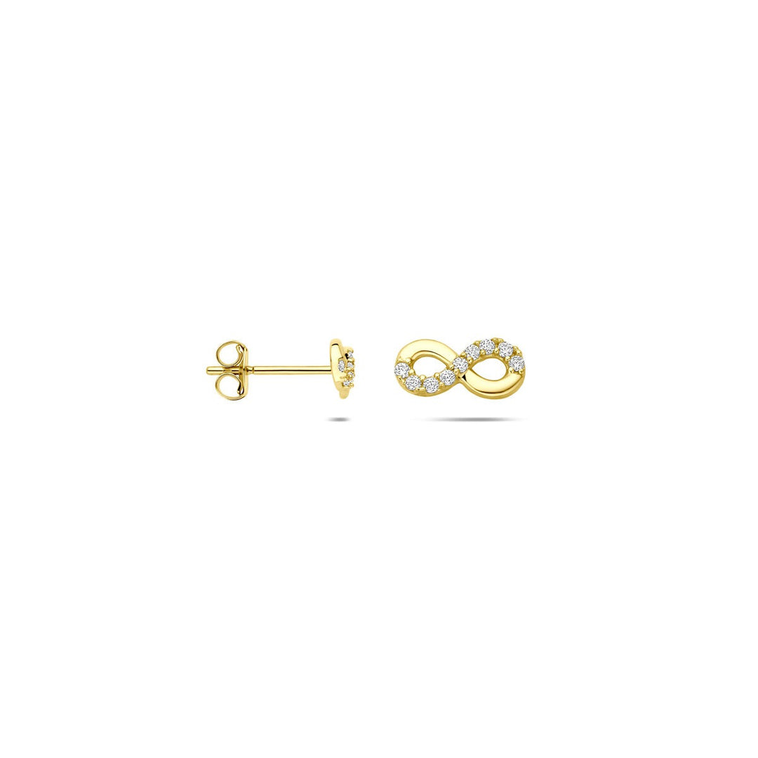 Ohrstecker Infinity Zirkonia 14K Gelbgold