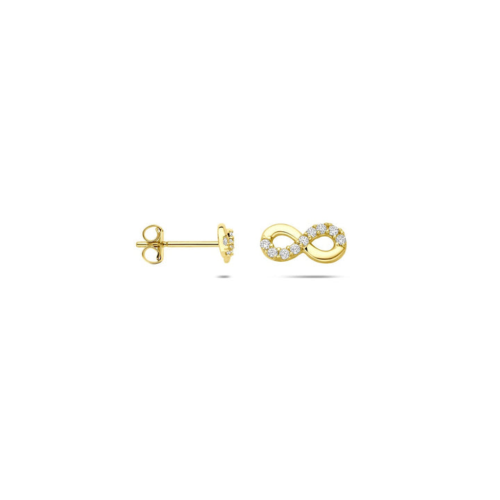 Ohrstecker Infinity Zirkonia 14K Gelbgold