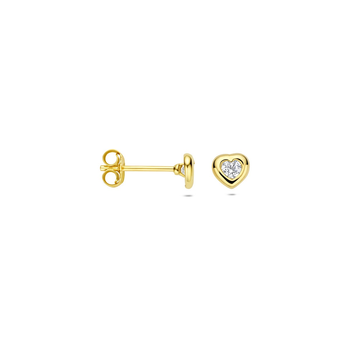 Gelbgoldohrstecker mit Herz und Zirkonia – 14k