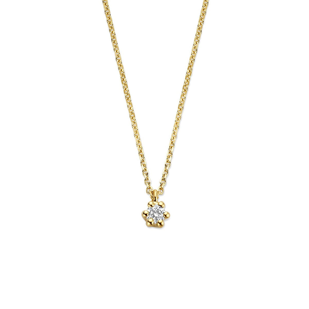 14k Geelgouden ketting met lab grown diamant