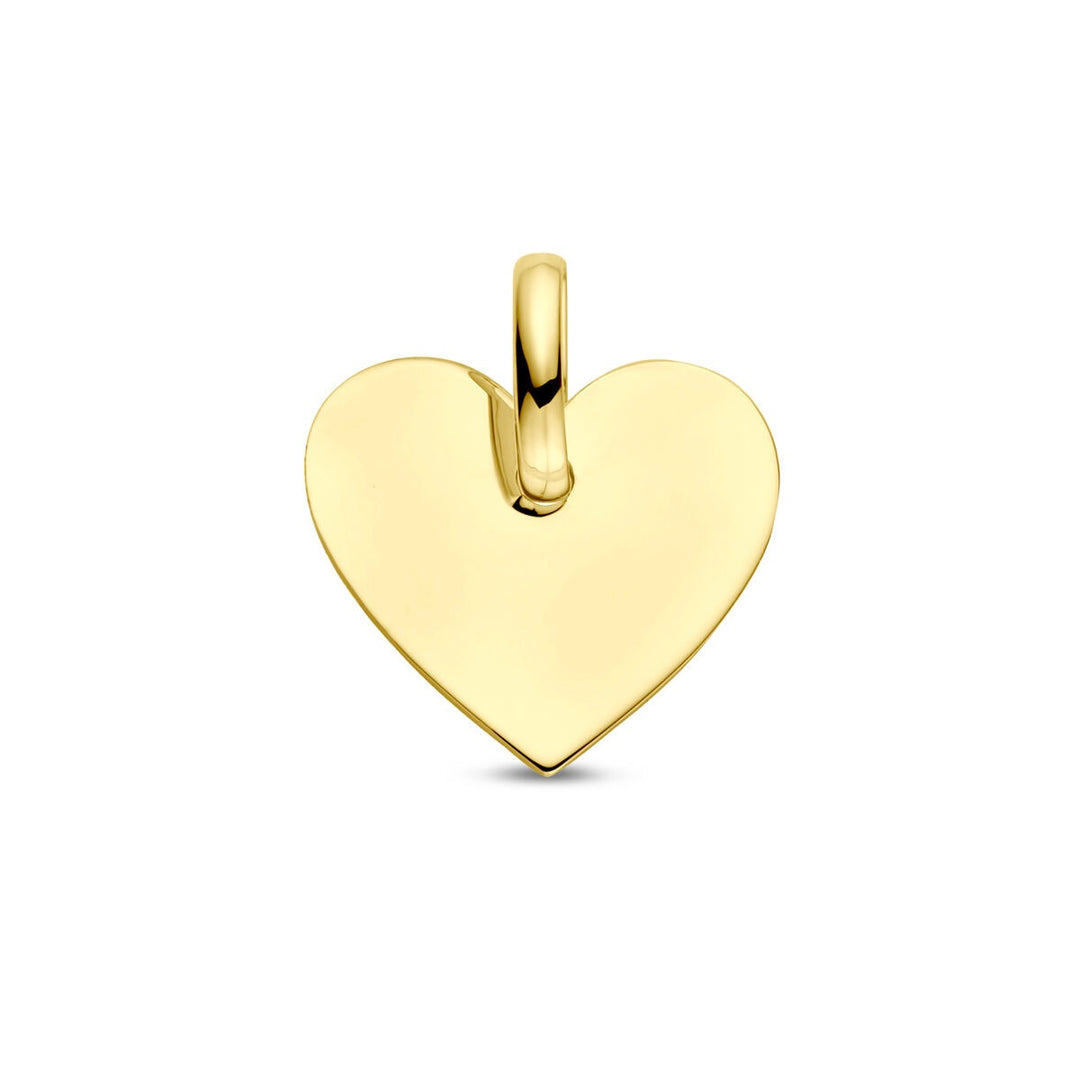 Geelgoudkleurige graveerhanger hart – 9k