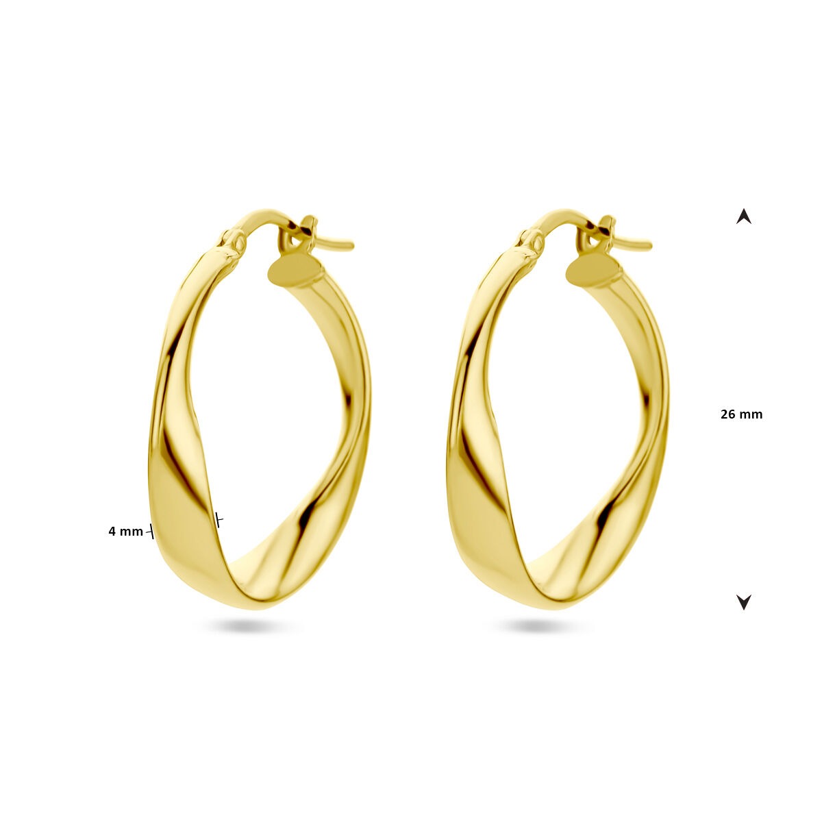 Vergoldete silberne Ohrringe Damen – Gelbgold auf 925er Silber, 26 mm