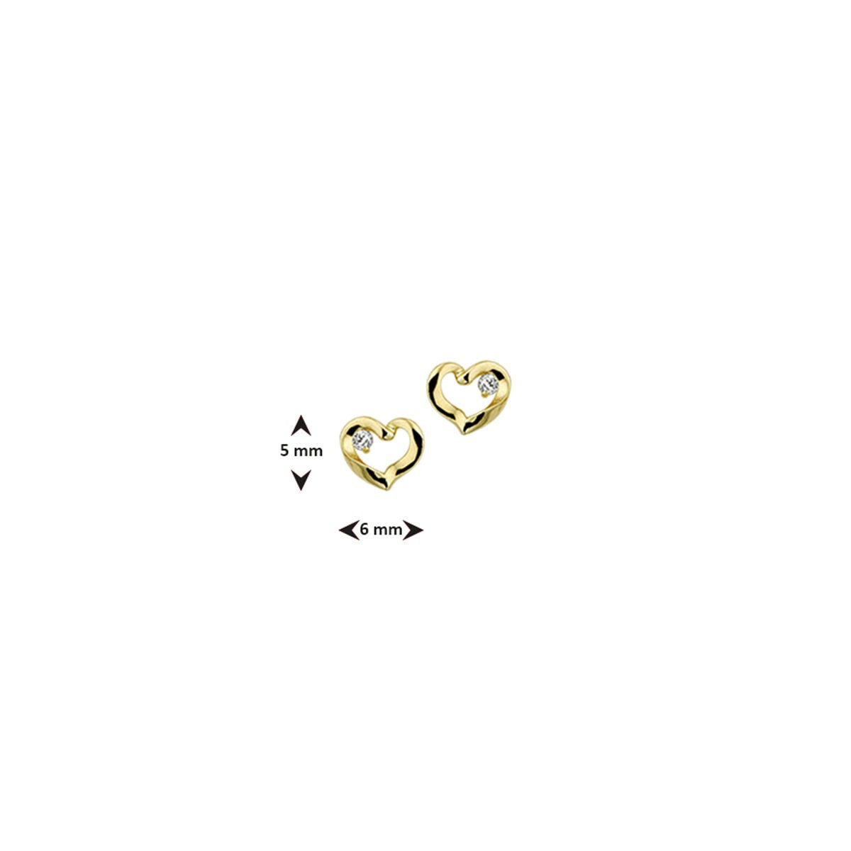 Goldene Herzohrstecker mit Zirkonia – 14k