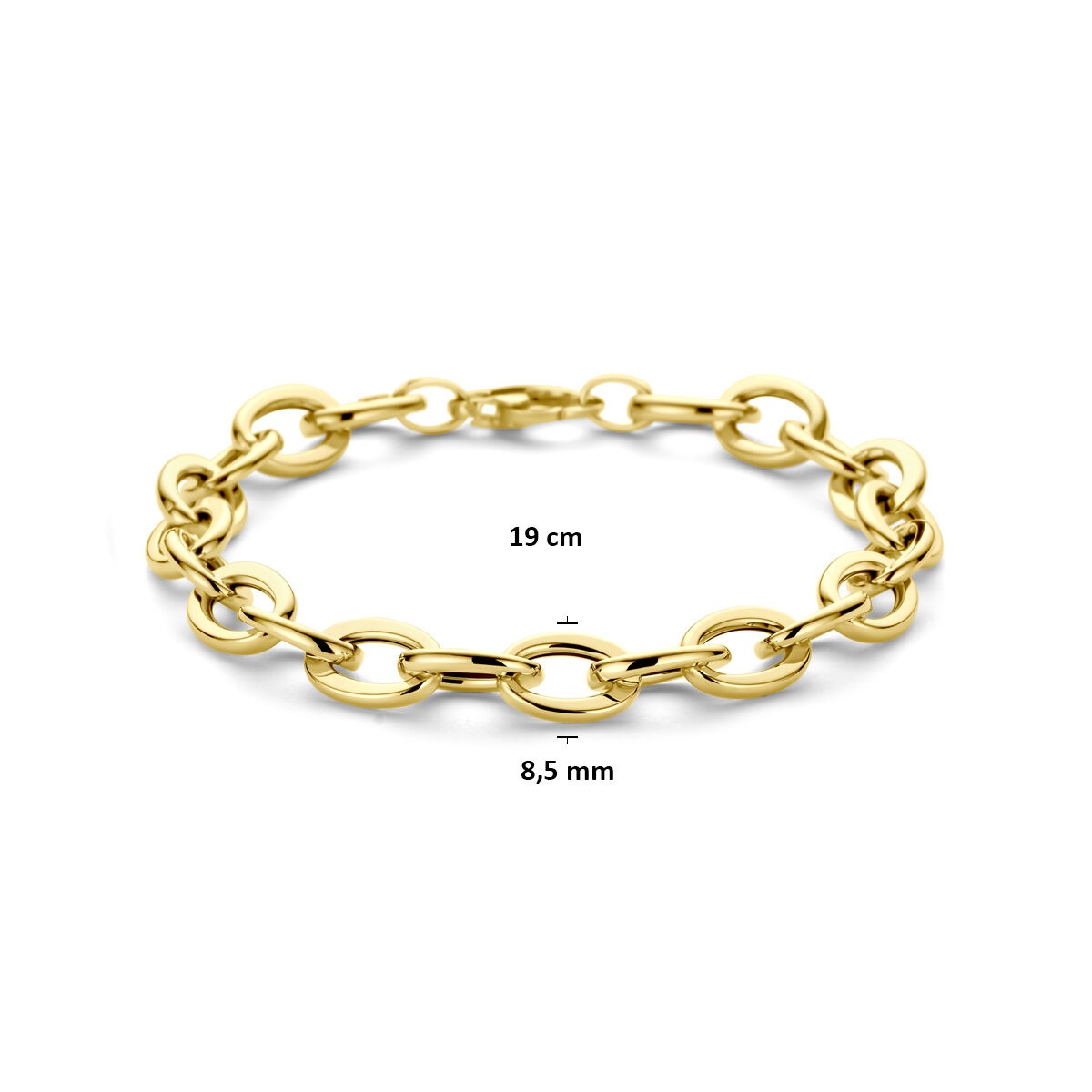 14K Gelbgold Armband für Damen mit Drahtgliedern 8,5 mm 19 cm