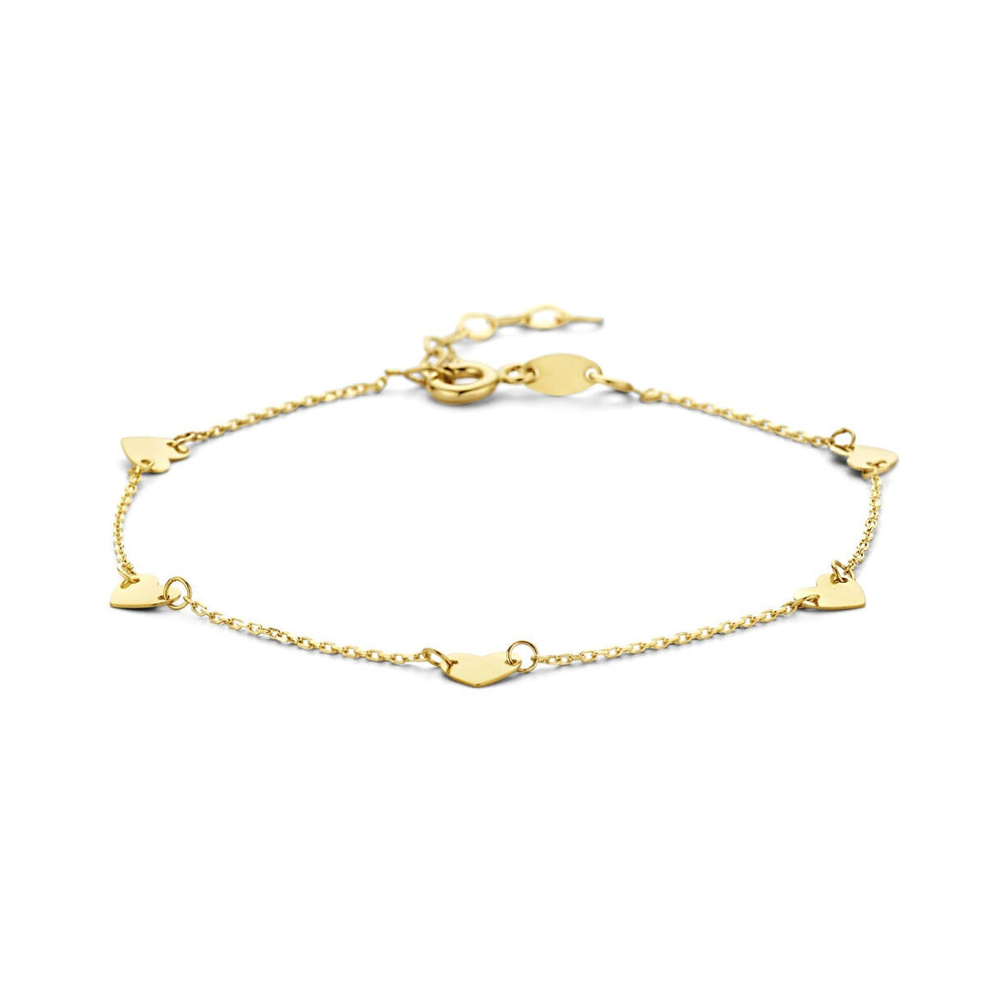 9k Geelkleurige hartjes armband dames