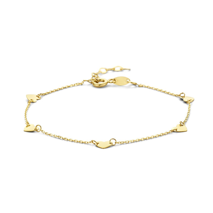 9k Geelkleurige hartjes armband dames