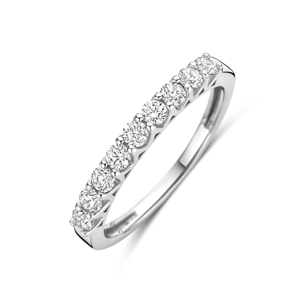 Gerhodineerd zilveren alliance ring met zirkonia