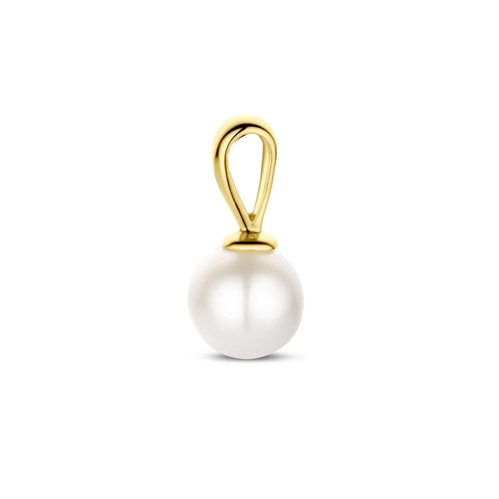 9k Geelkleurige hanger met zoetwaterparel 12 mm