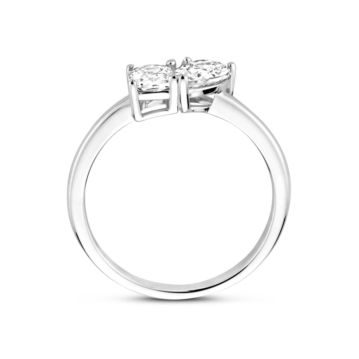 Rhodinierter Toi-et-Moi-Ring aus Silber mit Baguette-Zirkonia