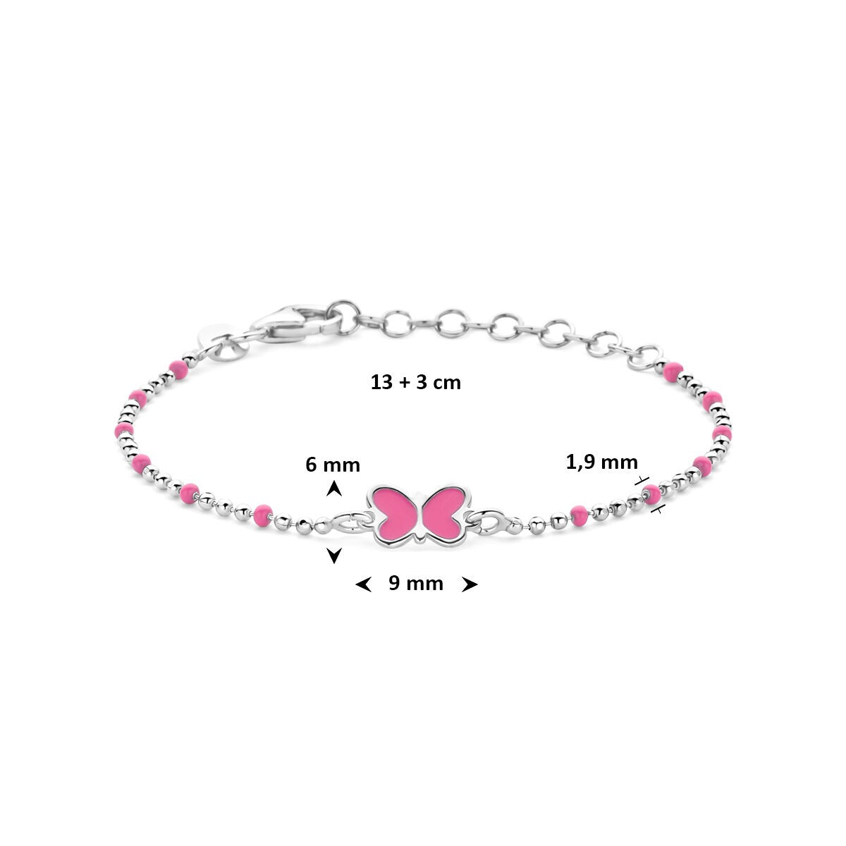 Rhodinierte Kinderarmband aus 925er Silber mit Schmetterling