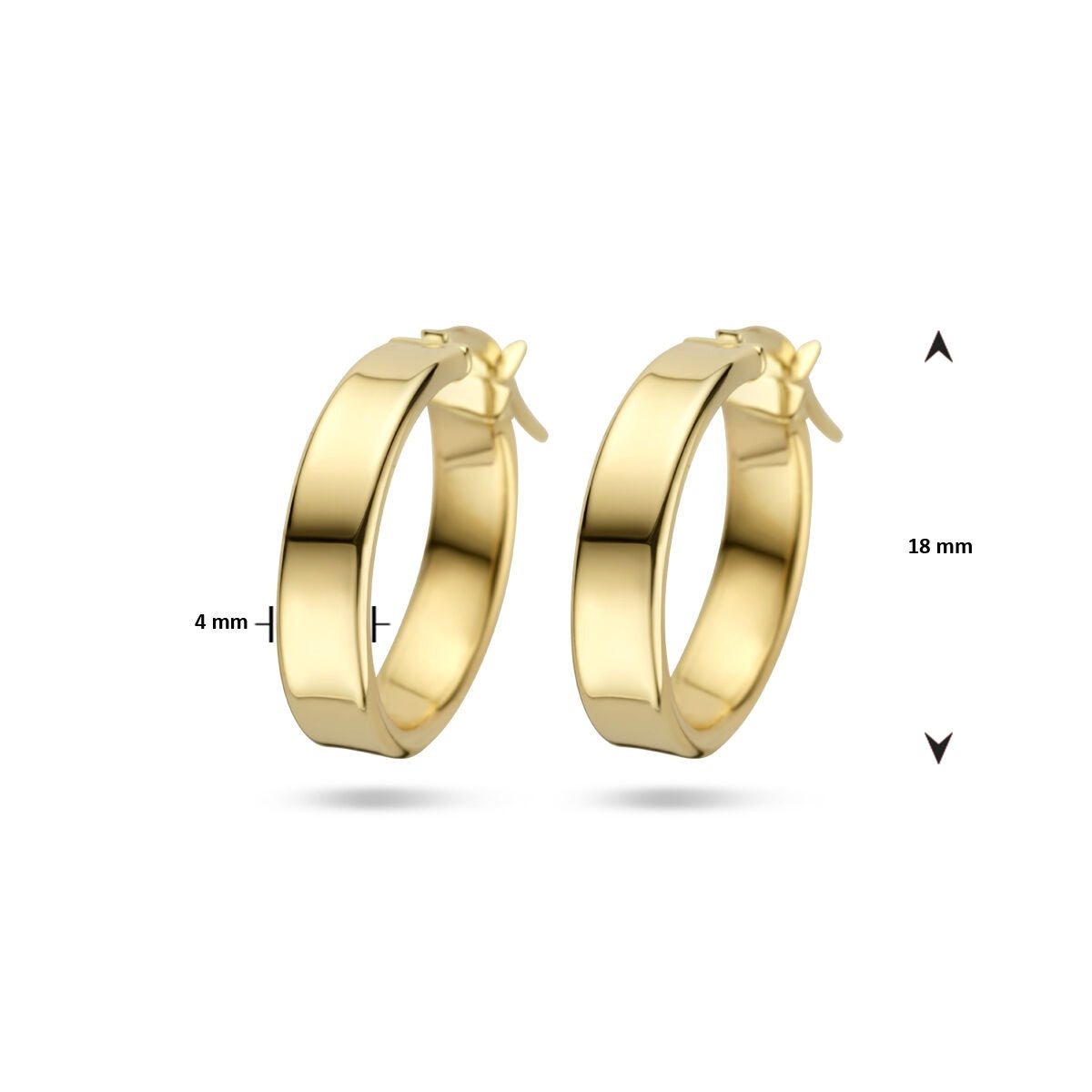 14 Karat Gelbgoldohrringe mit 4 mm Stärke