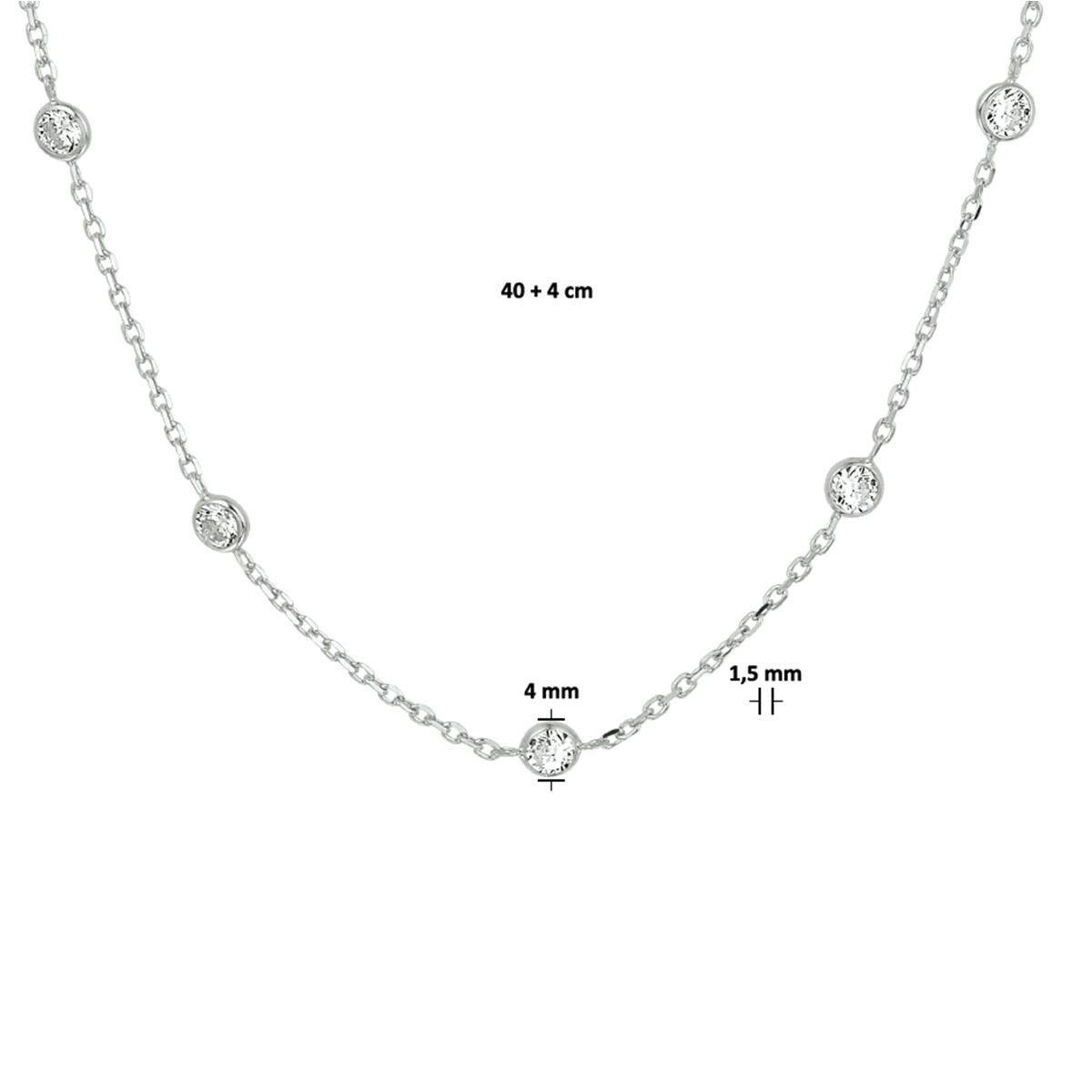 Silberne Ankerkette mit Zirkonia – rhodiniertes 925er Silber