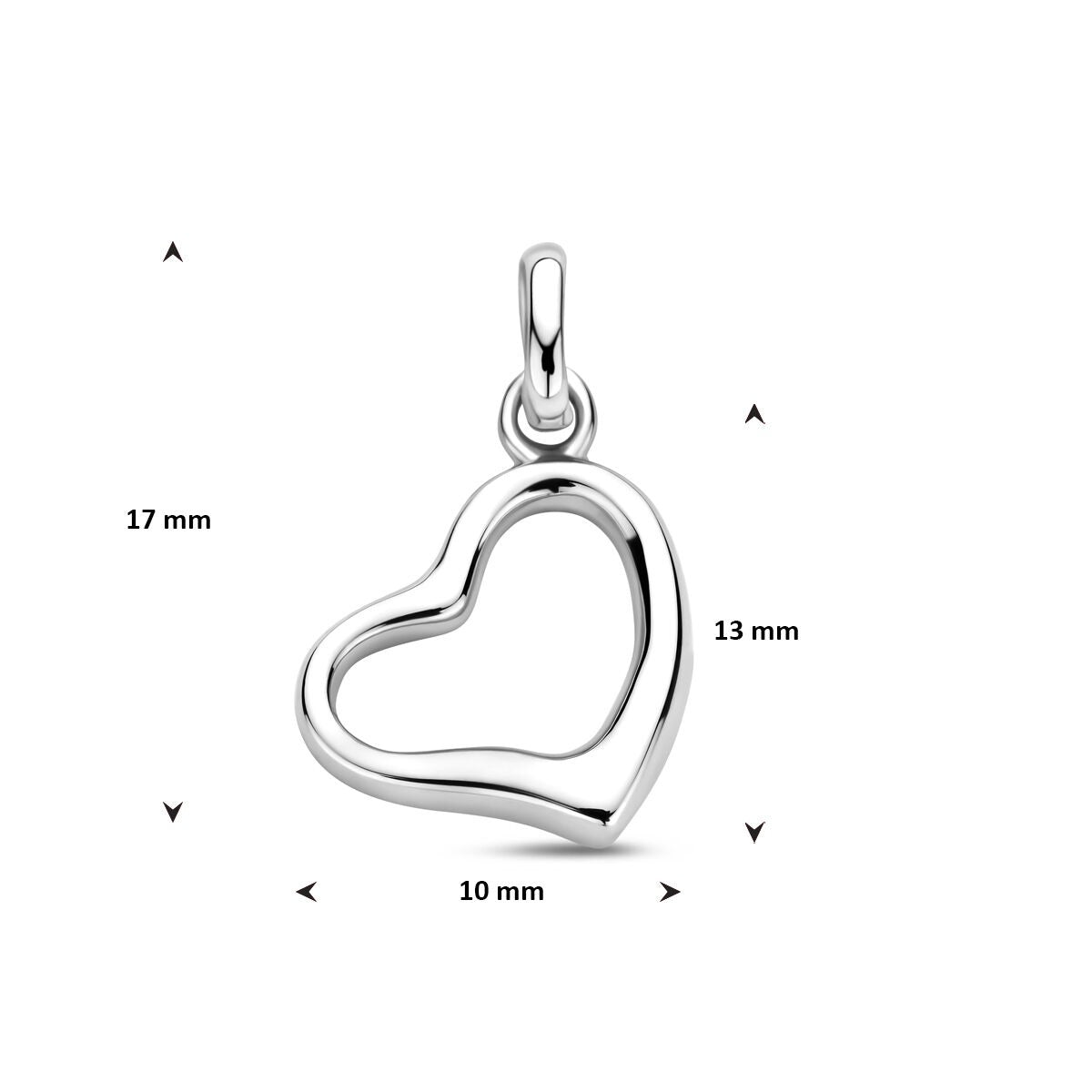 Silberanhänger Herz – rhodiniertes 925er Silber 17 mm