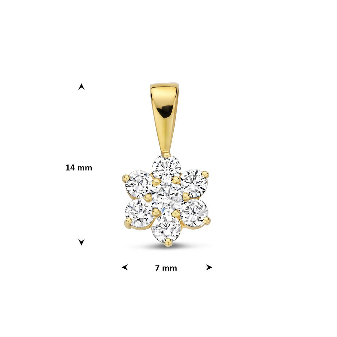 Anhänger Zirkonia Halo 14K Gelbgold