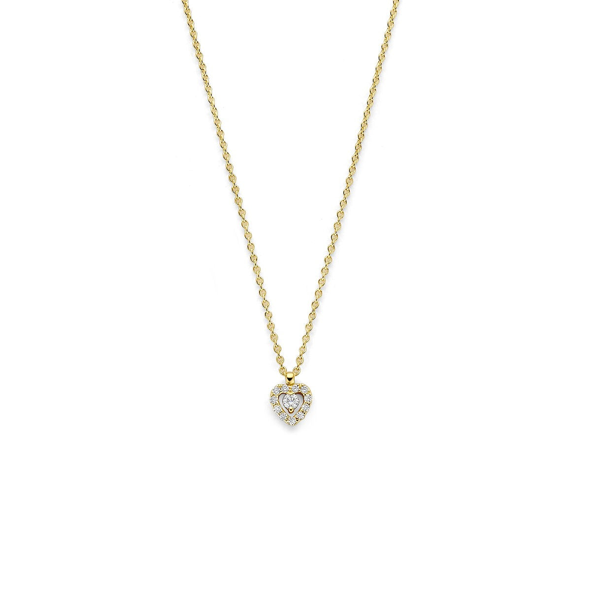 14k Gelbgoldkette mit herzförmigem Anhänger und Diamant