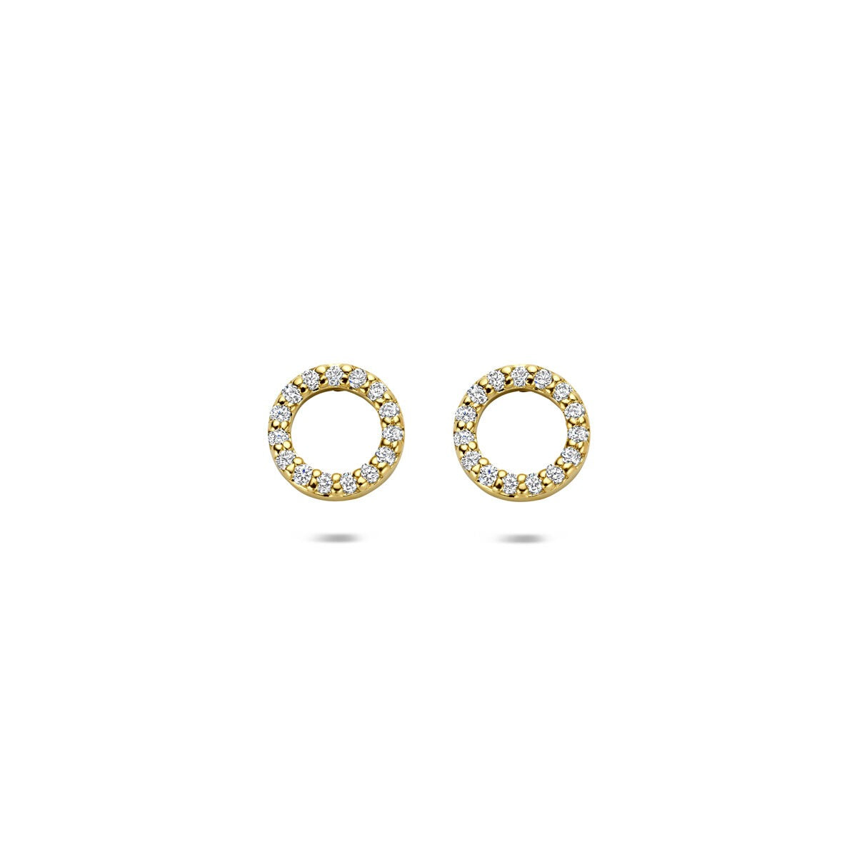 14k gelbgoldene Ohrstecker mit lab-grown Diamanten und rundem Design