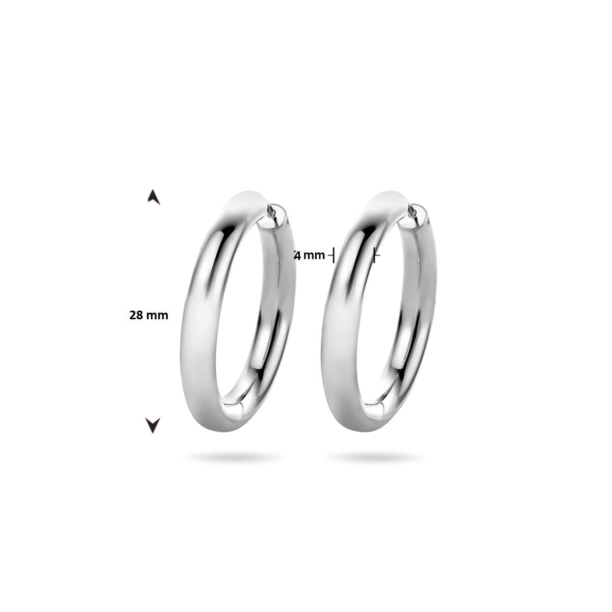 Klappcreolen für Damen aus rhodiniertem 925er Silber 28x4 mm