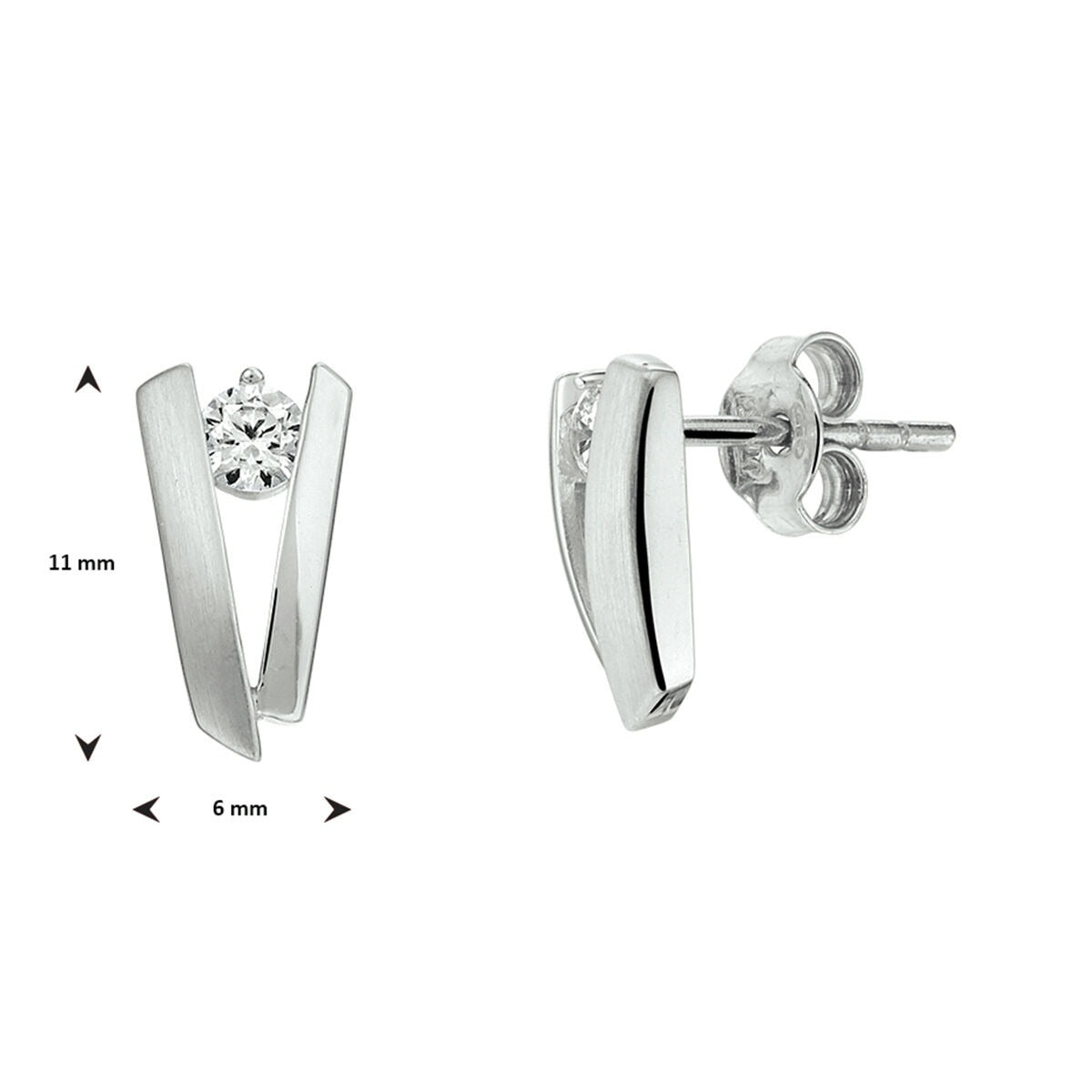 925 rhodiniertes Silberohrstecker mit Zirkonia