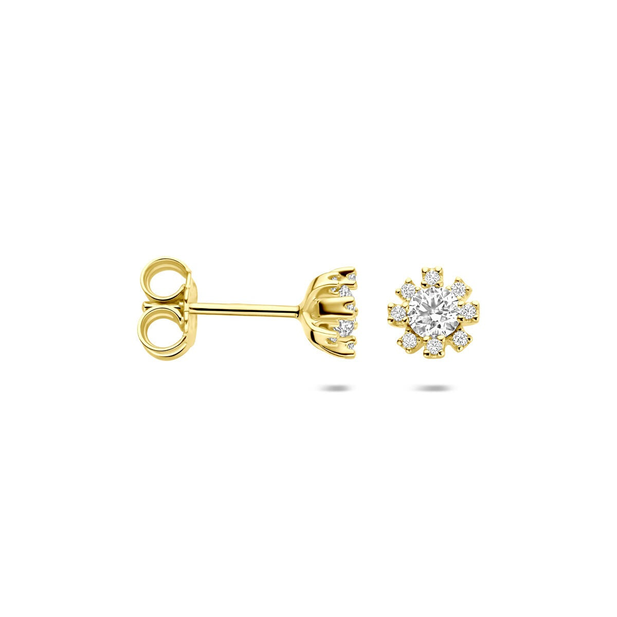 Goldohrstecker 14k mit Zirkonia – Entourage-Fassung