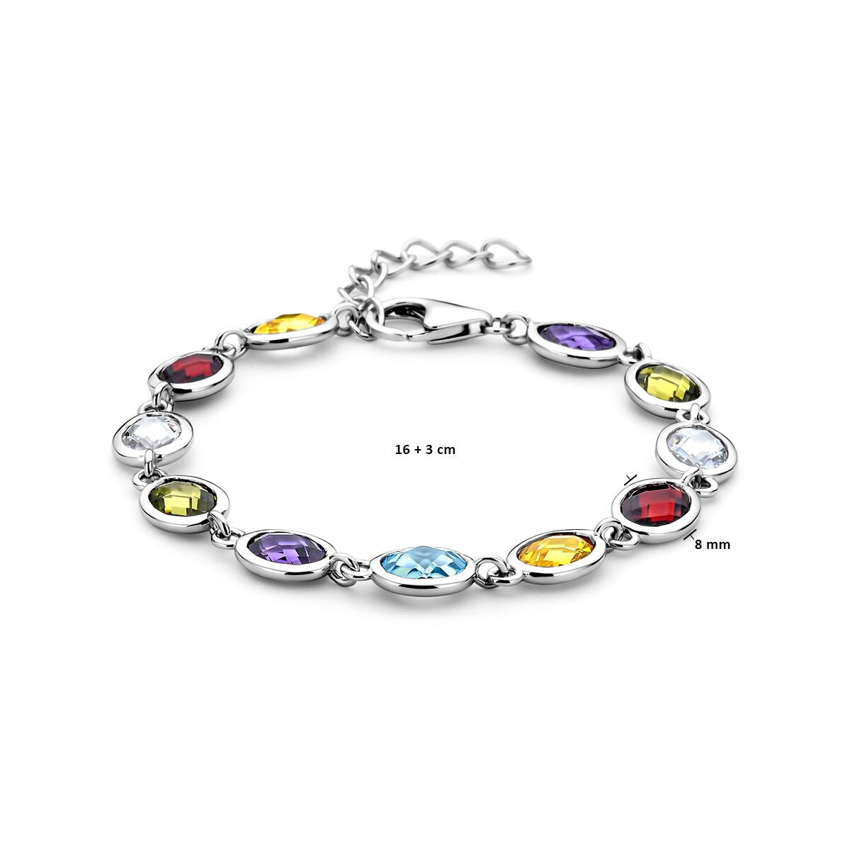 Silberarmband mit farbigen Zirkonia – rhodiniertes 925er Silber