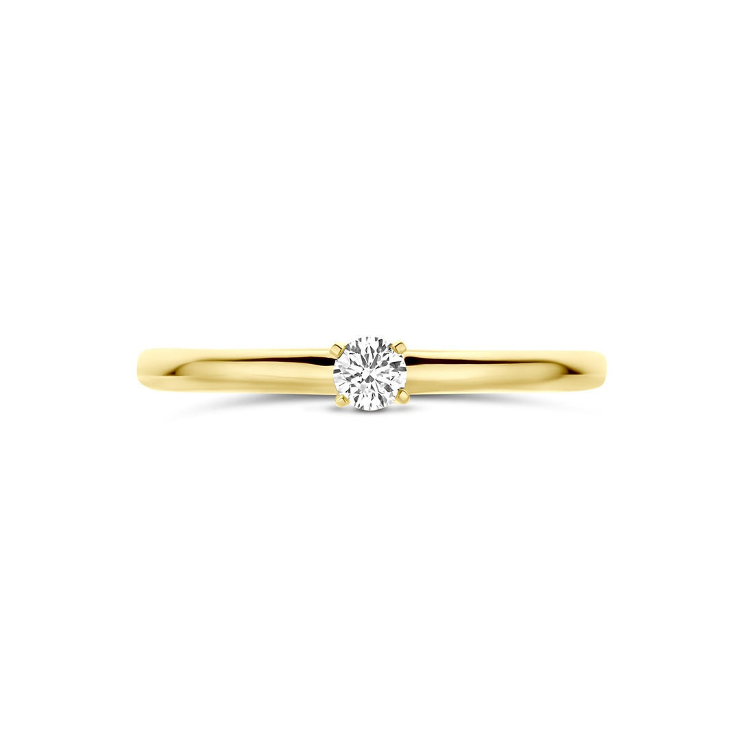 14k Geelgouden ring met 0.10ct lab grown diamant
