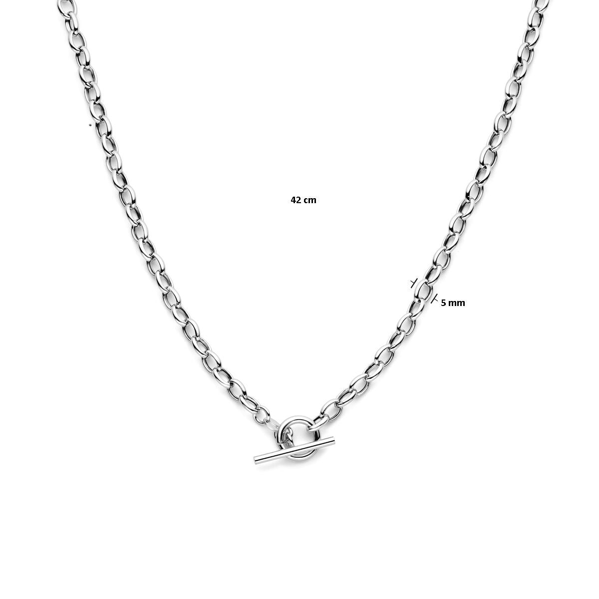 Silberne Damen-Halskette – rhodiniertes Ankercollier mit Knebelverschluss