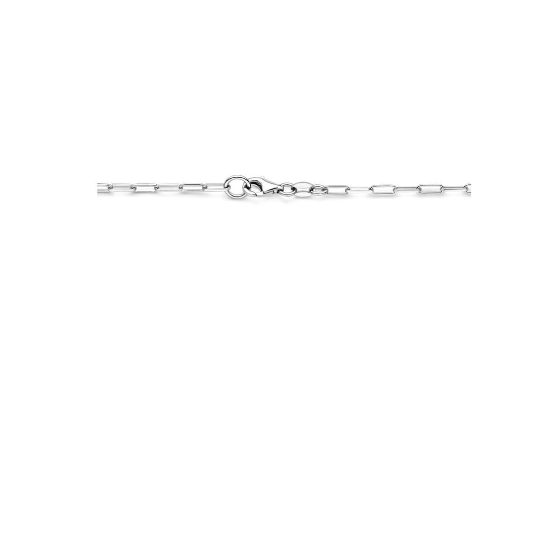 Zilveren paperclip ketting met connector – gerhodineerd 925 zilver