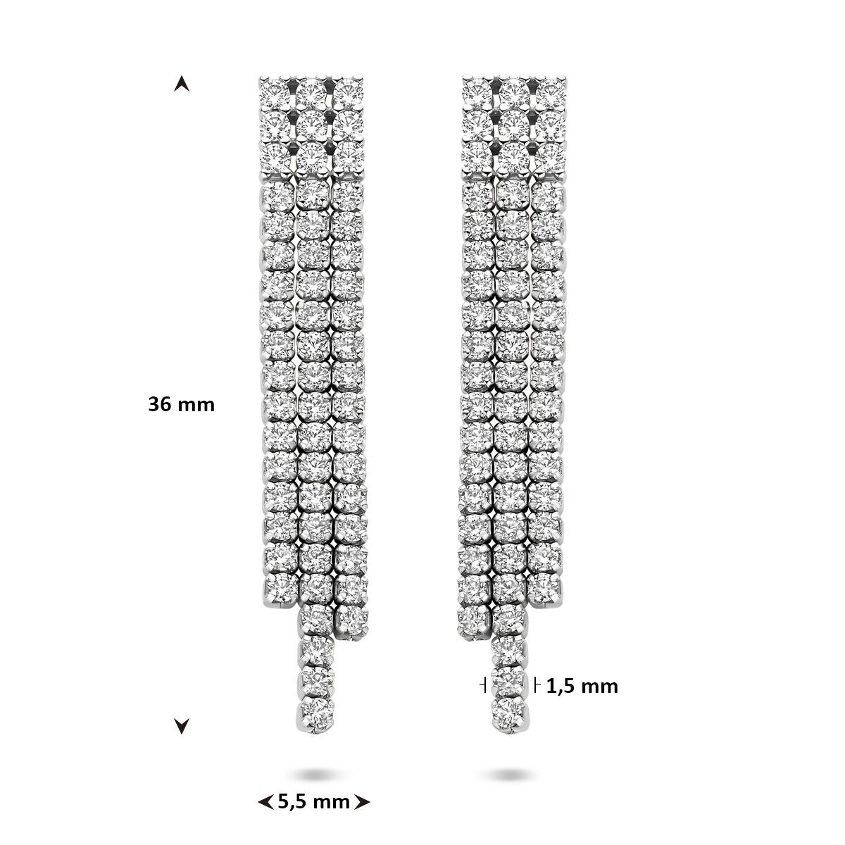 Damen-Ohrhänger aus Silber mit Zirkonia – Entourage-Fassung 36 mm